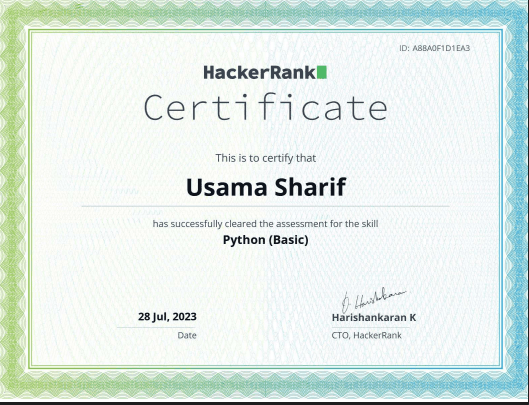 Python (Basic) Certificate